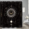 Mystical Zodiac Constellation Astrology Shower Curtain with Modern Ouji Moon Phase Celestial Print