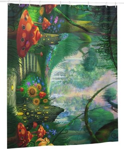 Mystical and Dreamy Trippy Mushroom Shower Curtain with 3D Print