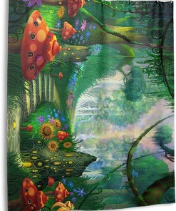 Mystical and Dreamy Trippy Mushroom Shower Curtain with 3D Print