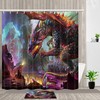 Mythical Dragon and Crystal Kids Bathroom Shower Curtains, Waterproof Fabric