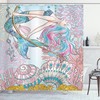 Mythical Inspired Cartoon Shower Curtain With Greek Myth Seashell Print For Bathroom Decor