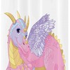 Mythical Inspired Cartoon Shower Curtain With Lady Dragon Posing Stall-Print For Bathroom Decor