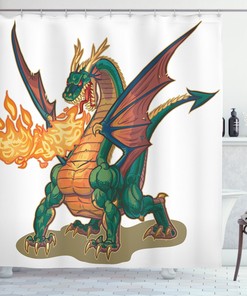 Mythical Monster Mascot Dragon Shower Curtain For A Fun Bathroom