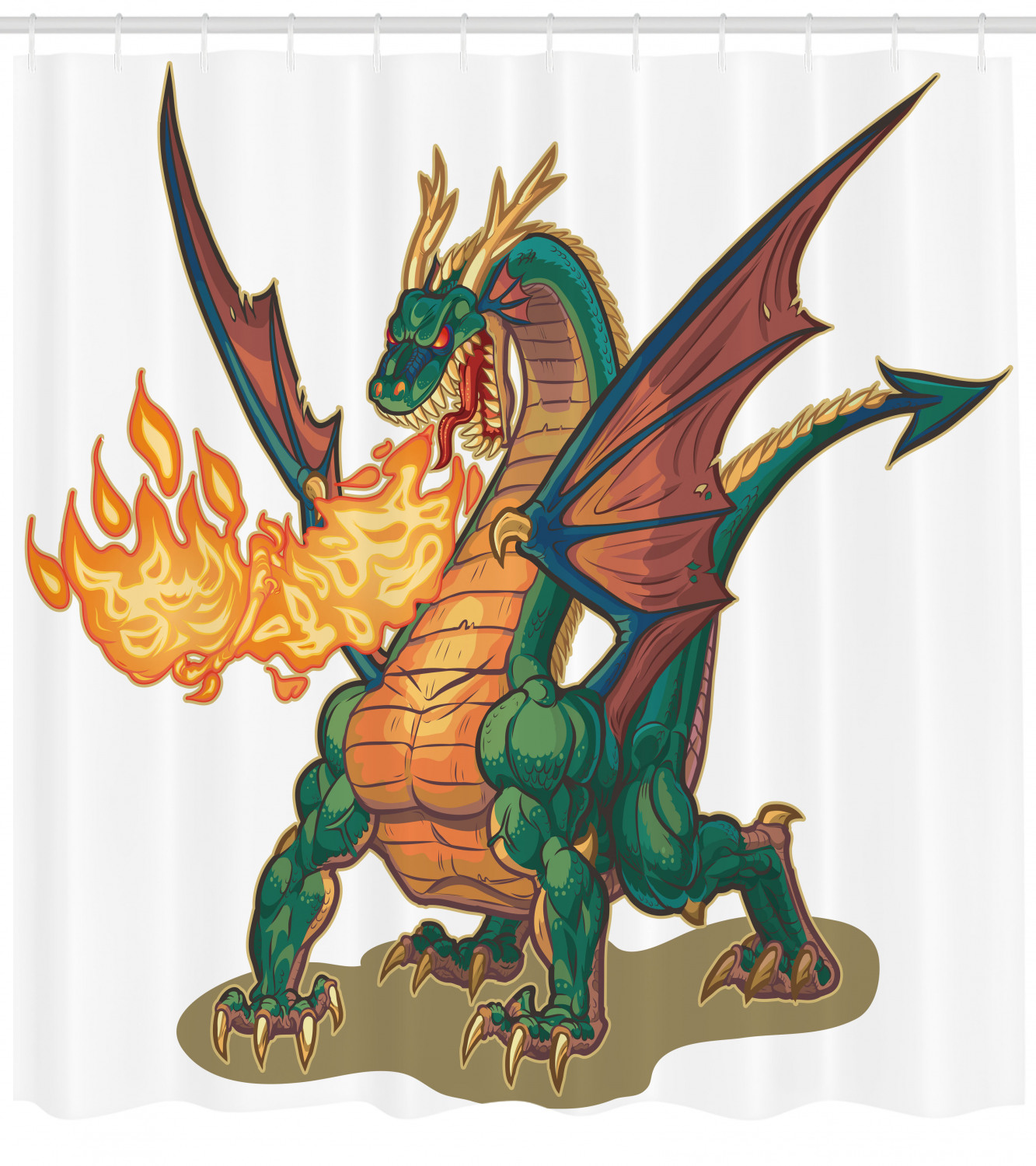 Mythical Monster Mascot Dragon Shower Curtain For A Fun Bathroom - Image 4