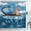 Mythical Sea Goddess Mermaid Print Shower Curtain for Bathroom