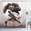 Mythological Scene Concept Shower Curtain With Bear Print, Perfect For Rustic Bathroom Decor