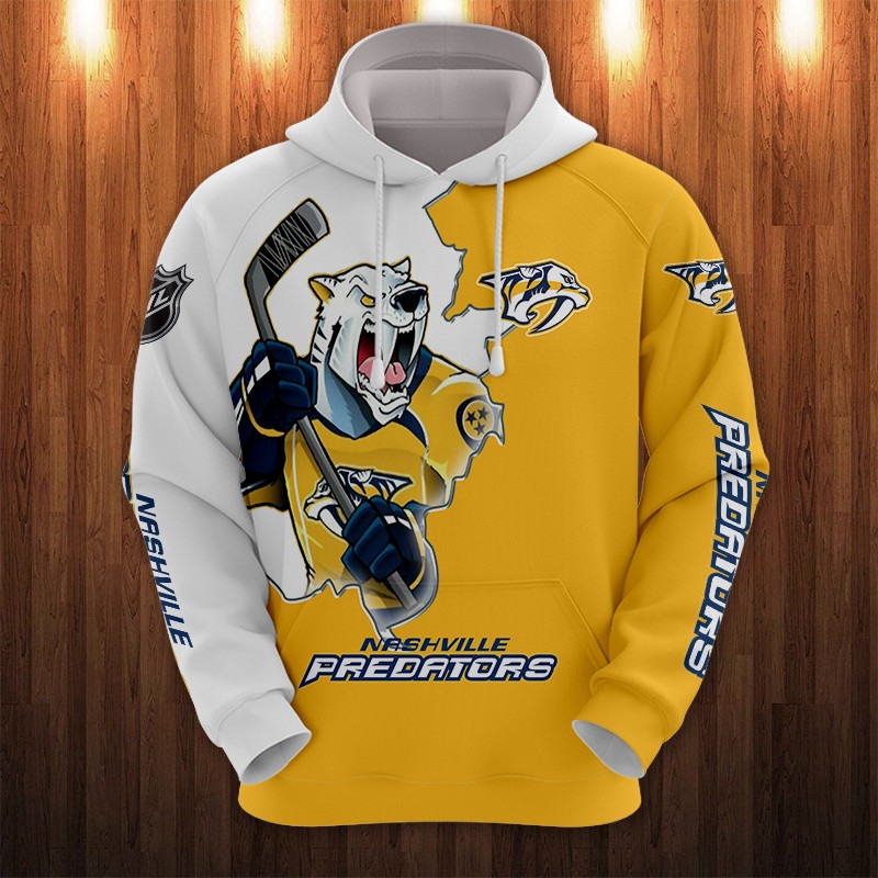Nashville Predators Cartoon Graphic 3D Zip Hoodie For Fan - 3D Hoodies With Zippers