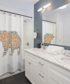 National Park Bear Shower Curtain - All National Parks List Rustic Bathroom Decor