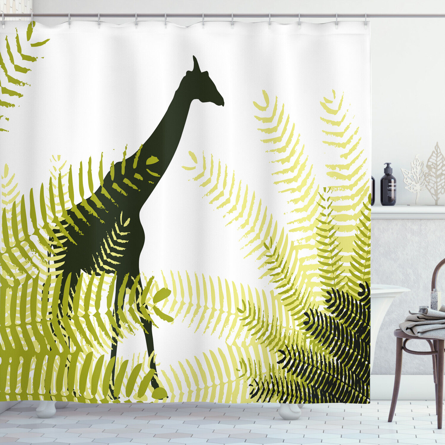 National Park Giraffe Print Shower Curtain - African Wildlife Decor