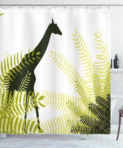 National Park Giraffe Print Shower Curtain - African Wildlife Decor