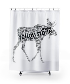 National Park Moose Shower Curtain - All National Parks List Rustic Bathroom Decor