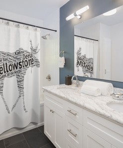 National Park Moose Shower Curtain - All National Parks List Rustic Bathroom Decor