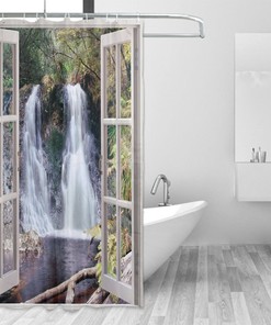 National Park Waterfall Shower Curtain - Fresh Environment River Cloth Fabric Bathroom Decor