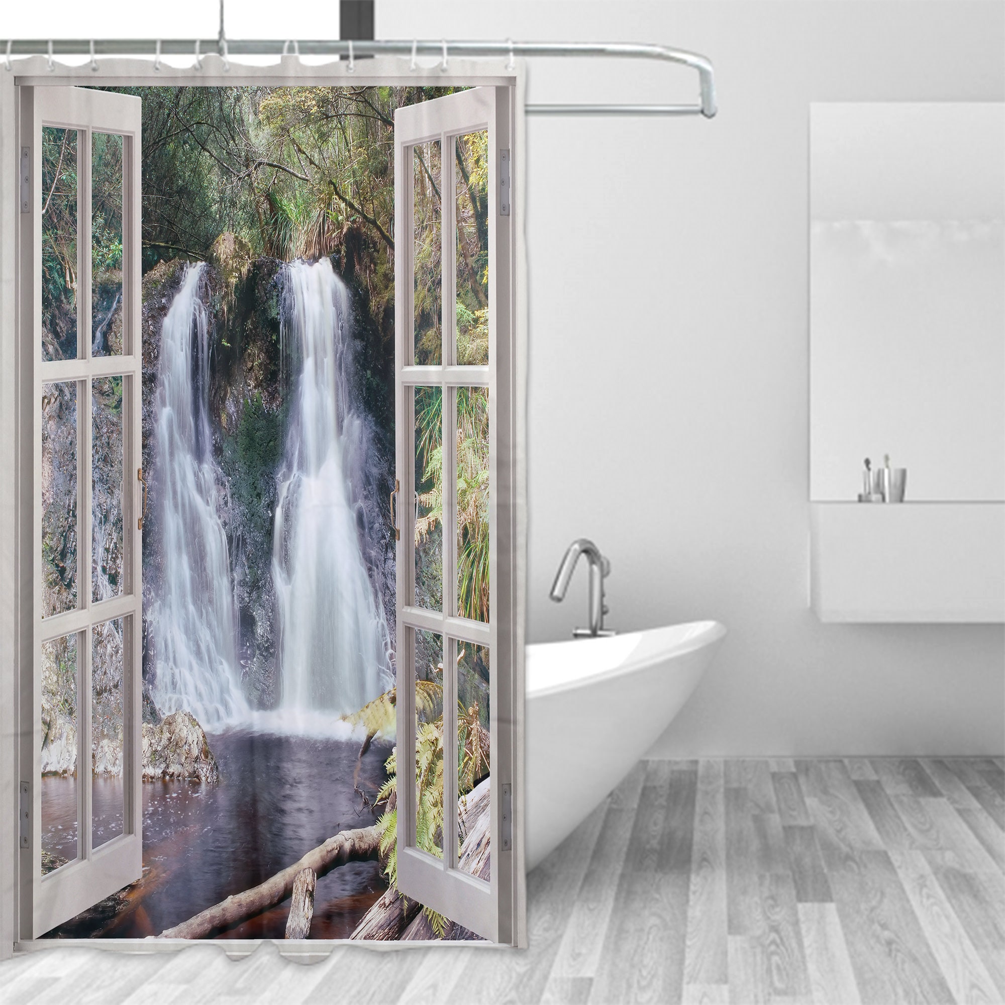 National Park Waterfall Shower Curtain - Fresh Environment River Cloth Fabric Bathroom Decor