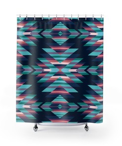 Native America Style Boho Shower Curtain, Southwest Bathroom Decor with Desert Theme