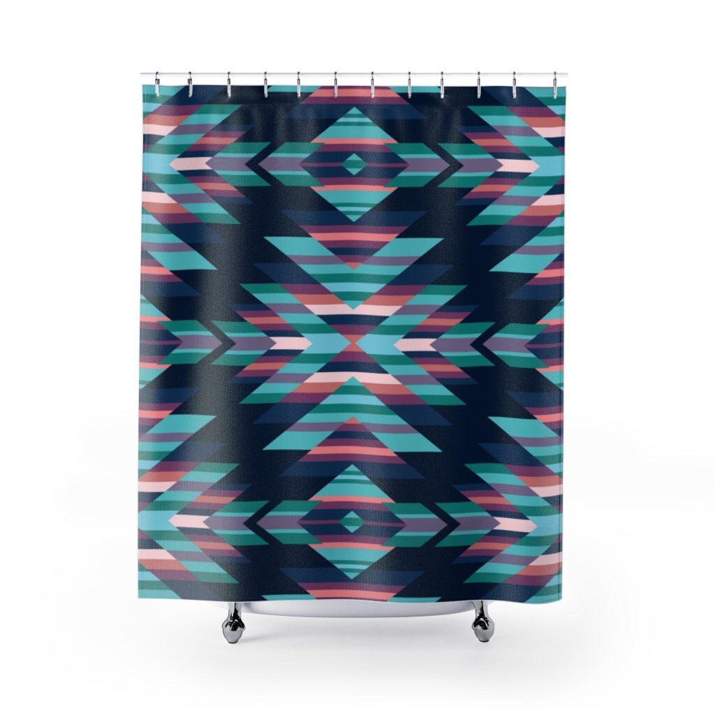 Native America Style Boho Shower Curtain, Southwest Bathroom Decor with Desert Theme