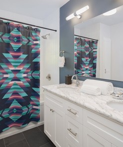 Native America Style Boho Shower Curtain, Southwest Bathroom Decor with Desert Theme