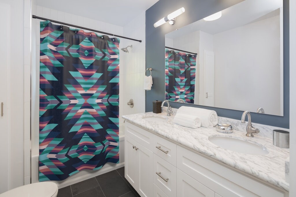Native America Style Boho Shower Curtain, Southwest Bathroom Decor with Desert Theme