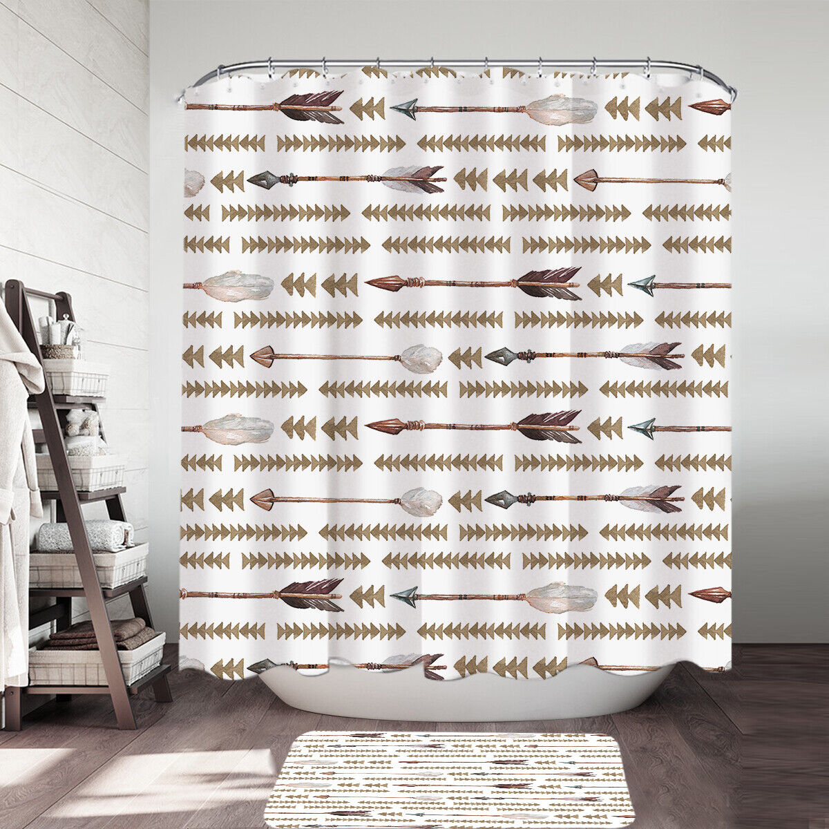 Native American Arrow Design Shower Curtain - Indigenous Bathroom Decor