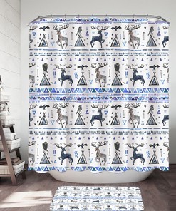 Native American Art Pattern Stripes Purplish Bath Shower Curtain, Creative Bathroom Decor with Unique Style
