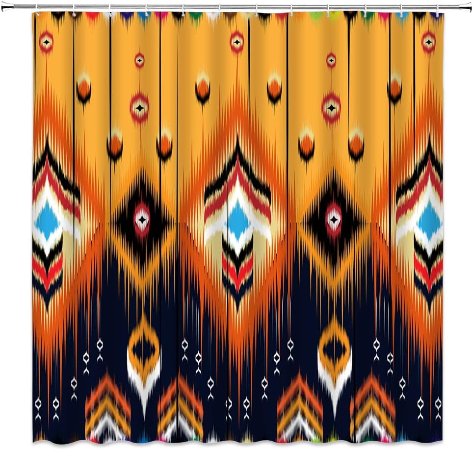 Native American Aztec Arrow Feather Shower Curtain for a Southwest and Boho Bathroom