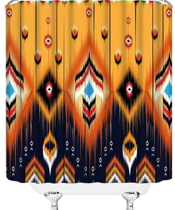 Native American Aztec Arrow Feather Shower Curtain for a Southwest and Boho Bathroom