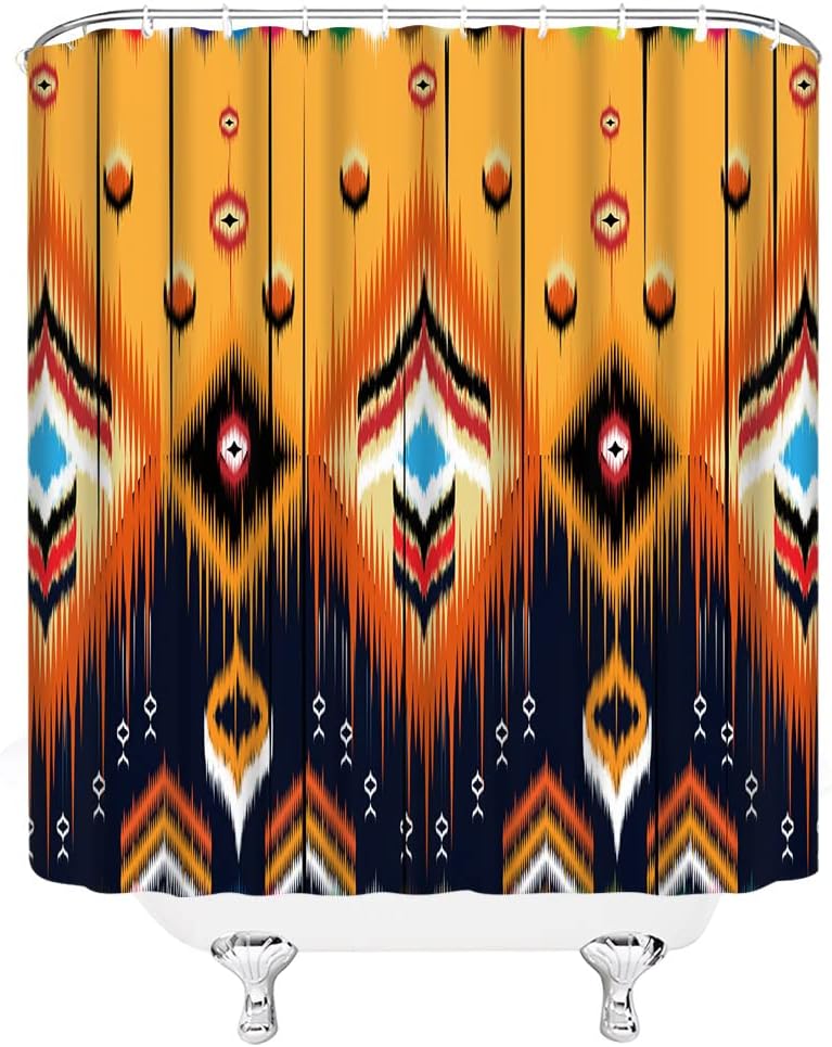 Native American Aztec Arrow Feather Shower Curtain for a Southwest and Boho Bathroom
