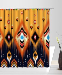Native American Aztec Arrow Feather Shower Curtain for a Southwest and Boho Bathroom