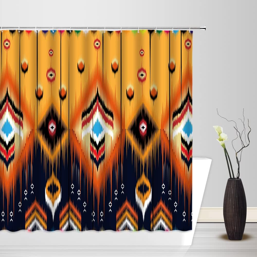 Native American Aztec Arrow Feather Shower Curtain for a Southwest and Boho Bathroom