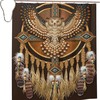 Native American Beadwork Owl Shower Curtain - Tribal Bathroom Decor