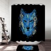 Native American Blue Wolf Shower Curtain - Ethnic Bathroom Accessory