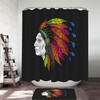 Native American Chief Feather Colored Shower Curtain For Cultural Bathroom Decor