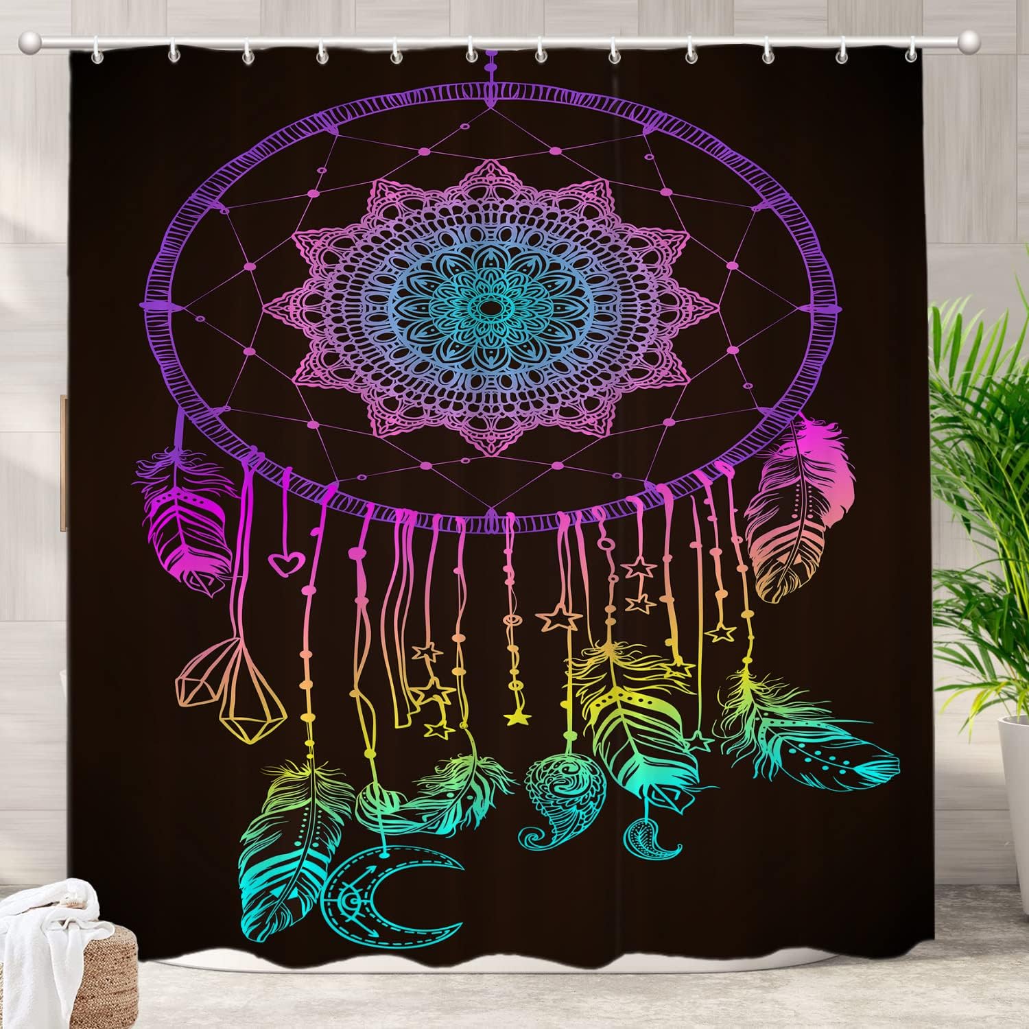 Native American Dream Catcher Print Shower Curtain For Bathroom Decor