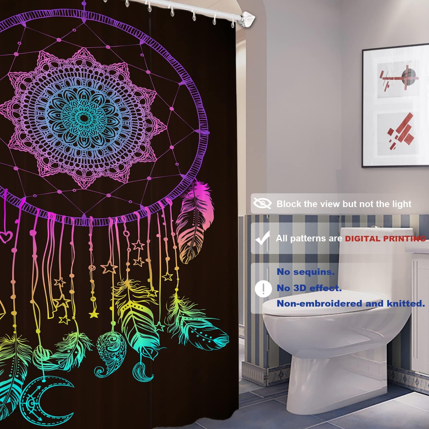 Native American Dream Catcher Print Shower Curtain For Bathroom Decor - Image 2