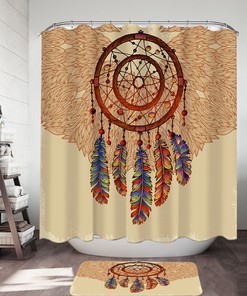 Native American Dream Catcher Shower Curtain, Beige Western Bathroom Decor