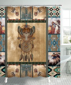 Native American Dreamcatcher Owl Shower Curtain for Ethnic Bathroom Decor