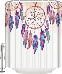 Native American Dreamcatcher Shower Curtain - Tribal Feathers for Bathroom Bathtubs