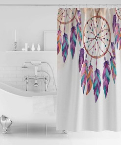 Native American Dreamcatcher Shower Curtain - Tribal Feathers for Bathroom Bathtubs