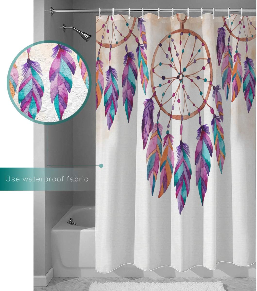 Native American Dreamcatcher Shower Curtain - Tribal Feathers for Bathroom Bathtubs