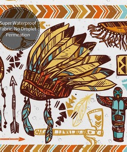 Native American Feather Skull Tribal Shower Curtain - Tribal Bathroom Decor