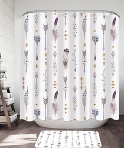 Native American Feathers and Arrows Shower Curtain - Boho Bathroom Decor