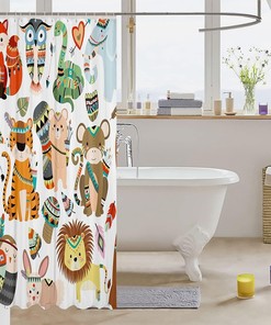 Native American Geometric Pattern Shower Curtain with Tribal Navajo Design