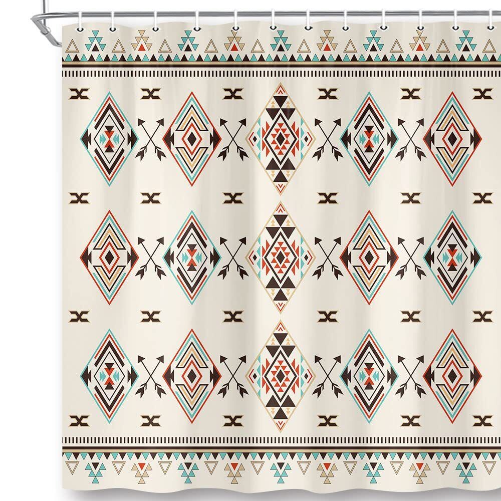 Native American Geometric Shower Curtain - Image 2