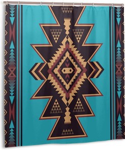 Native American Indian Aztec Shower Curtain - Ethnic Bathroom Decoration