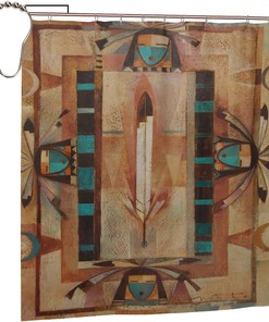 Native American Indian Pattern Shower Curtain For Ethnic Bathroom Decor.
