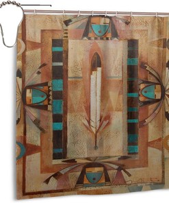 Native American Indian Pattern Shower Curtain For Ethnic Bathroom Decor.