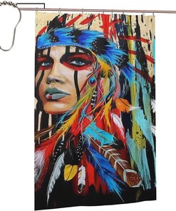 Native American Indian Shower Curtain - Indigenous Bathroom Decor