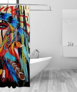 Native American Indian Shower Curtain - Indigenous Bathroom Decor