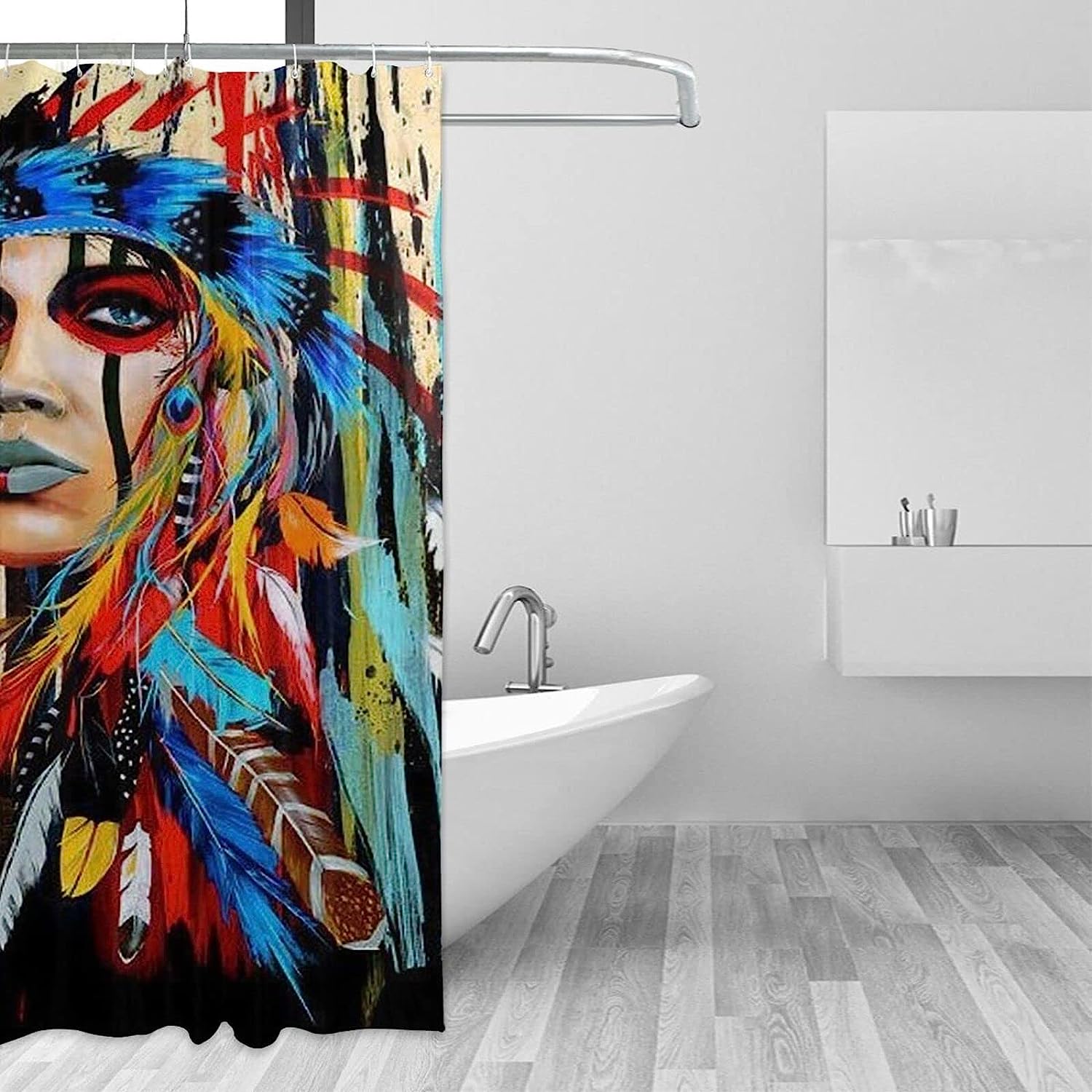 Native American Indian Shower Curtain - Indigenous Bathroom Decor