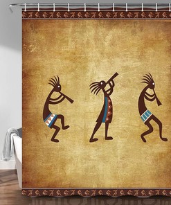 Native American Kokopelli Southwestern Shower Curtain with Tribal Navajo Pattern